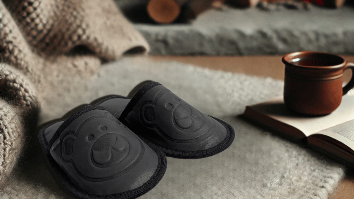 slippers fireplace grey